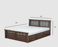 Sweden Solid Wood King Size Bed with Box Storage Furniselan-Grey-Finish