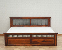 Sweden Solid Wood King Size Bed with Box Storage Furniselan-Maple-Finish