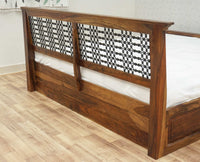 Sweden Solid Wood King Size Bed with Box Storage Furniselan-Teak-Finish