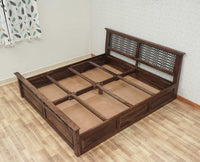 Sweden Solid Wood King Size Bed with Box Storage Furniselan-Grey-Finish