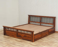Sweden Solid Wood King Size Bed with Box Storage Furniselan-Maple-Finish