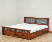 Sweden Solid Wood King Size Bed with Box Storage Furniselan-Maple-Finish