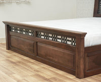 Sweden Solid Wood King Size Bed with Box Storage Furniselan-Grey-Finish