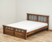 Sweden Solid Wood Queen Size Bed Furniselan-Teak-Finish