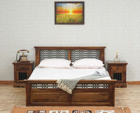 Sweden Solid Wood Queen Size Bed Furniselan-Teak-Finish