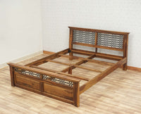 Sweden Solid Wood Queen Size Bed Furniselan-Teak-Finish