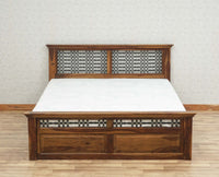 Sweden Solid Wood Queen Size Bed Furniselan-Teak-Finish