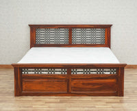 Sweden Solid Wood Queen Size Bed with Box Storage Furniselan-Maple-Finish