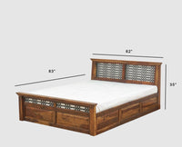 Sweden Solid Wood Queen Size Bed with Box Storage Furniselan-Teak-Finish