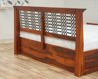 Sweden Solid Wood Queen Size Bed with Box Storage Furniselan-Maple-Finish