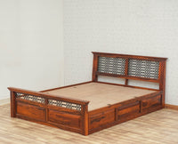 Sweden Solid Wood Queen Size Bed with Box Storage Furniselan-Maple-Finish