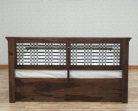 Sweden Solid Wood Queen Size Bed with Box Storage Furniselan-Grey-Finish