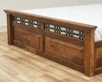 Sweden Solid Wood Queen Size Bed with Box Storage Furniselan-Teak-Finish