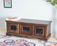 Sweden Solid Wood Three Doors Bench Shoe Rack - Furniselan - Grey-Finish