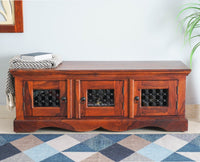 Sweden Solid Wood Three Doors Bench Shoe Rack - Furniselan - Maple-Finish