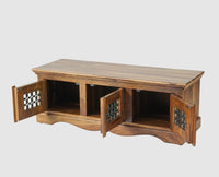Sweden Solid Wood Three Doors Bench Shoe Rack - Furniselan - Teak-Finish