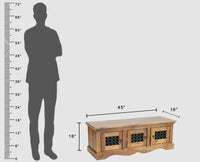 Sweden Solid Wood Three Doors Bench Shoe Rack - Furniselan - Teak-Finish