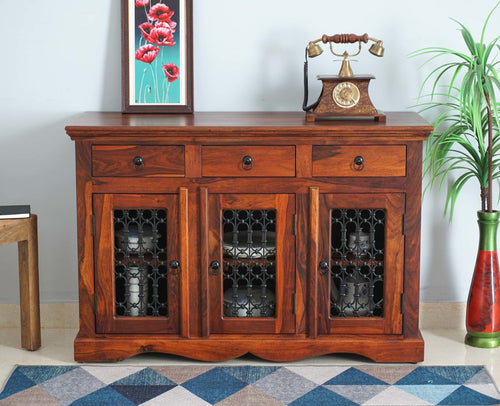 Sweden Solid Wood Three Doors Sideboard Cabinet - Furniselan - Maple-Finish