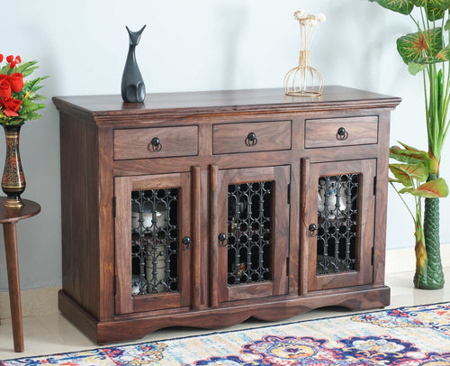Sweden Solid Wood Three Doors Sideboard Cabinet - Furniselan - Grey-Finish