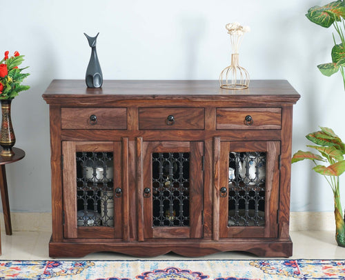 Sweden Solid Wood Three Doors Sideboard Cabinet - Furniselan - Grey-Finish
