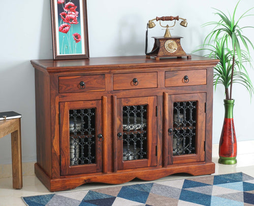 Sweden Solid Wood Three Doors Sideboard Cabinet - Furniselan - Maple-Finish