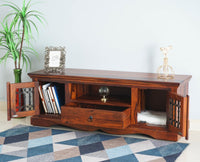 Sweden Solid Wood Two Doors one Drawer TV Cabinet - Furniselan - Maple-Finish