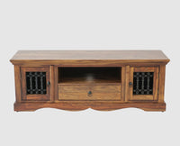 Sweden Solid Wood Two Doors one Drawer TV Cabinet - Furniselan - Teak-Finish