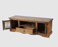 Sweden Solid Wood Two Doors one Drawer TV Cabinet - Furniselan - Teak-Finish