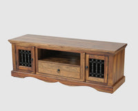 Sweden Solid Wood Two Doors one Drawer TV Cabinet - Furniselan - Teak-Finish