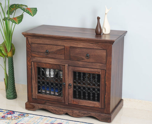 Sweden Solid Wood Two Doors Sideboard Cabinet - Furniselan - Grey-Finish