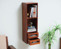 Sweden Wooden Decor Wall Shelve with Two Drawers - Furniselan - Maple-Finish