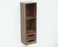 Sweden Wooden Decor Wall Shelve with Two Drawers - Furniselan - Grey-Finish