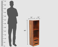 Sweden Wooden Decor Wall Shelve with Two Drawers - Furniselan - Maple-Finish