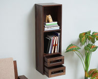 Sweden Wooden Decor Wall Shelve with Two Drawers - Furniselan - Grey-Finish