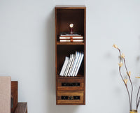 Sweden Wooden Decor Wall Shelve with Two Drawers - Furniselan - Teak-Finish