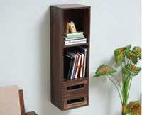 Sweden Wooden Decor Wall Shelve with Two Drawers - Furniselan - Grey-Finish