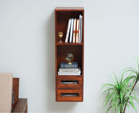 Sweden Wooden Decor Wall Shelve with Two Drawers - Furniselan - Maple-Finish