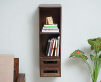 Sweden Wooden Decor Wall Shelve with Two Drawers - Furniselan - Grey-Finish