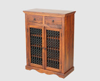 Sweden Wooden Two Doors Shoe Rack - Furniselan - Maple-Finish