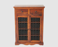 Sweden Wooden Two Doors Shoe Rack - Furniselan - Maple-Finish