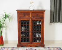 Sweden Wooden Two Doors Shoe Rack - Furniselan - Maple-Finish