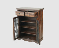 Sweden Wooden Two Doors Shoe Rack - Furniselan - Grey-Finish