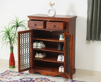 Sweden Wooden Two Doors Shoe Rack - Furniselan - Maple-Finish