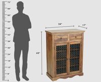 Sweden Wooden Two Doors Shoe Rack - Furniselan - Teak-Finish