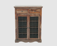Sweden Wooden Two Doors Shoe Rack - Furniselan - Grey-Finish