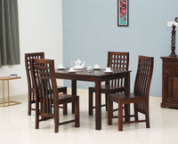Taiz Sheesham Wood 4 Seater Dining Table Set with 4 Chair for Dining Room - Dining Set - Furniselan - Rosewood-Fine-Finish