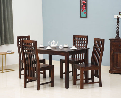 Taiz Sheesham Wood 4 Seater Dining Table Set with 4 Chair for Dining Room - Dining Set - Furniselan