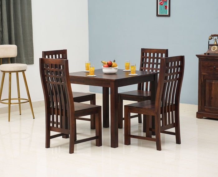 Taiz Sheesham Wood 4 Seater Dining Table Set with 4 Chair for Dining Room - Dining Set - Furniselan