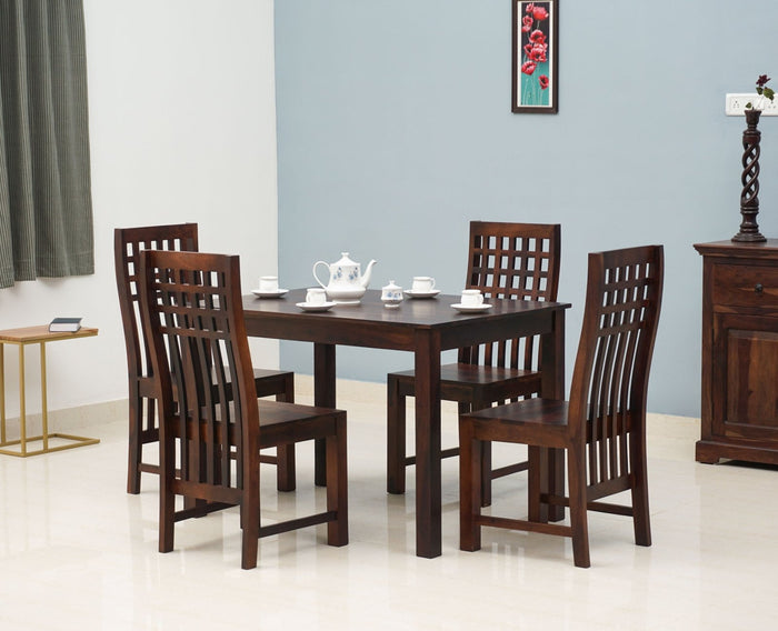 Taiz Sheesham Wood 4 Seater Dining Table Set with 4 Chair for Dining Room - Dining Set - Furniselan
