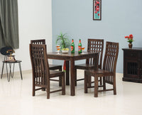 Taiz Sheesham Wood 4 Seater Dining Table Set with 4 Chair for Dining Room - Dining Set - Furniselan - Teak-Finish
